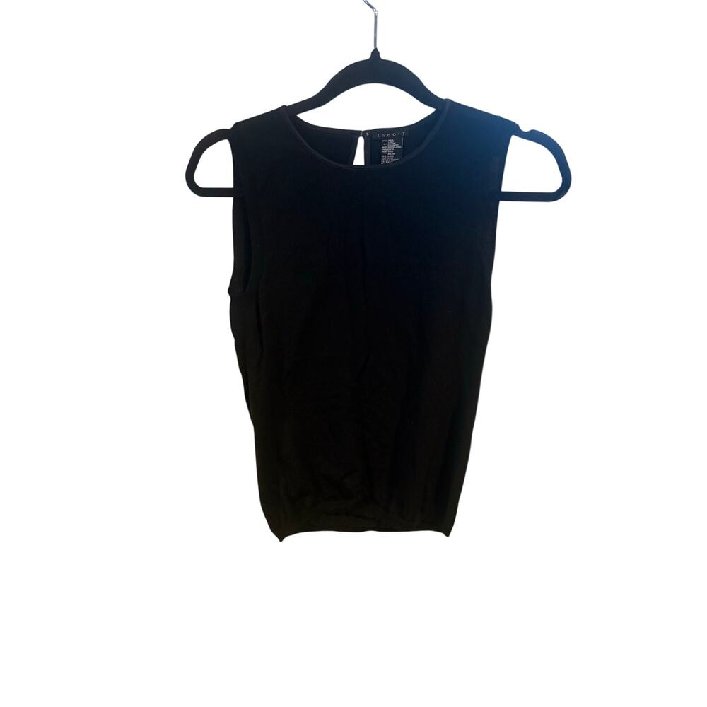 Theory black wool sleeveless sweater tank